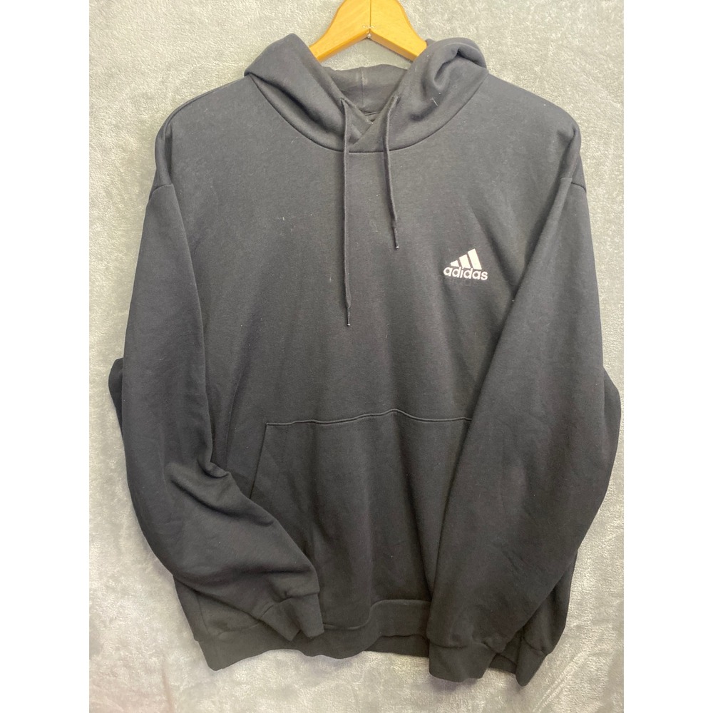 Adidas Black Pullover Hoodie Logo Print‎ Men's Size 2XL
